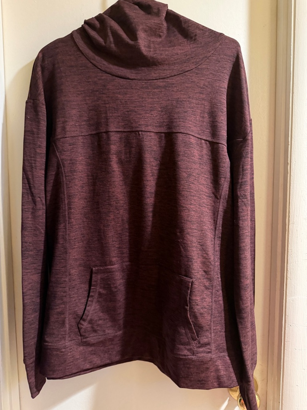 Women's Cowl Neck Pullover Sweater - Plum Heather